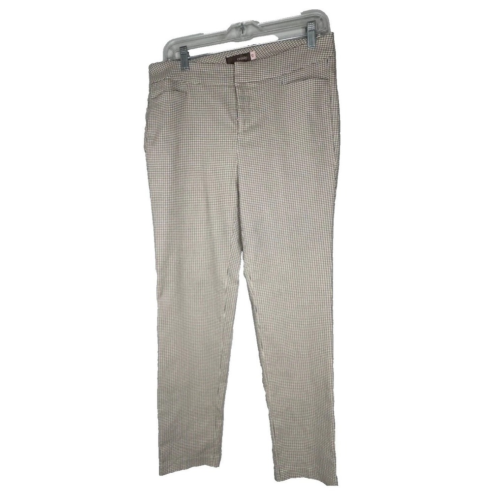 Crosby Madison Slim Fit Pants Beige Check Plaid | Size 10 | Stretch | Preloved